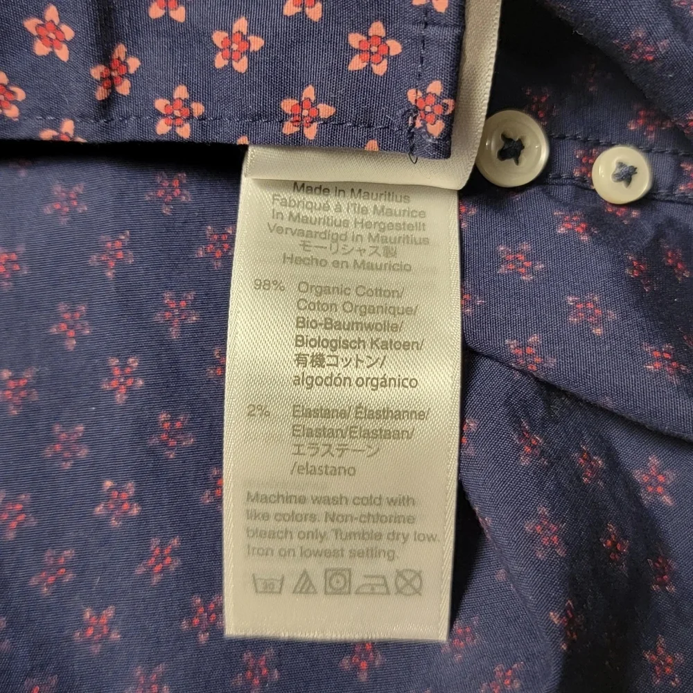 J. Crew Secret Wash Shirt M Sakura Floral Deep Navy
